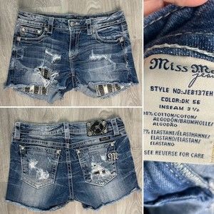 Miss Me Mid Rise Easy Jeans Shorts Distressed Size 30